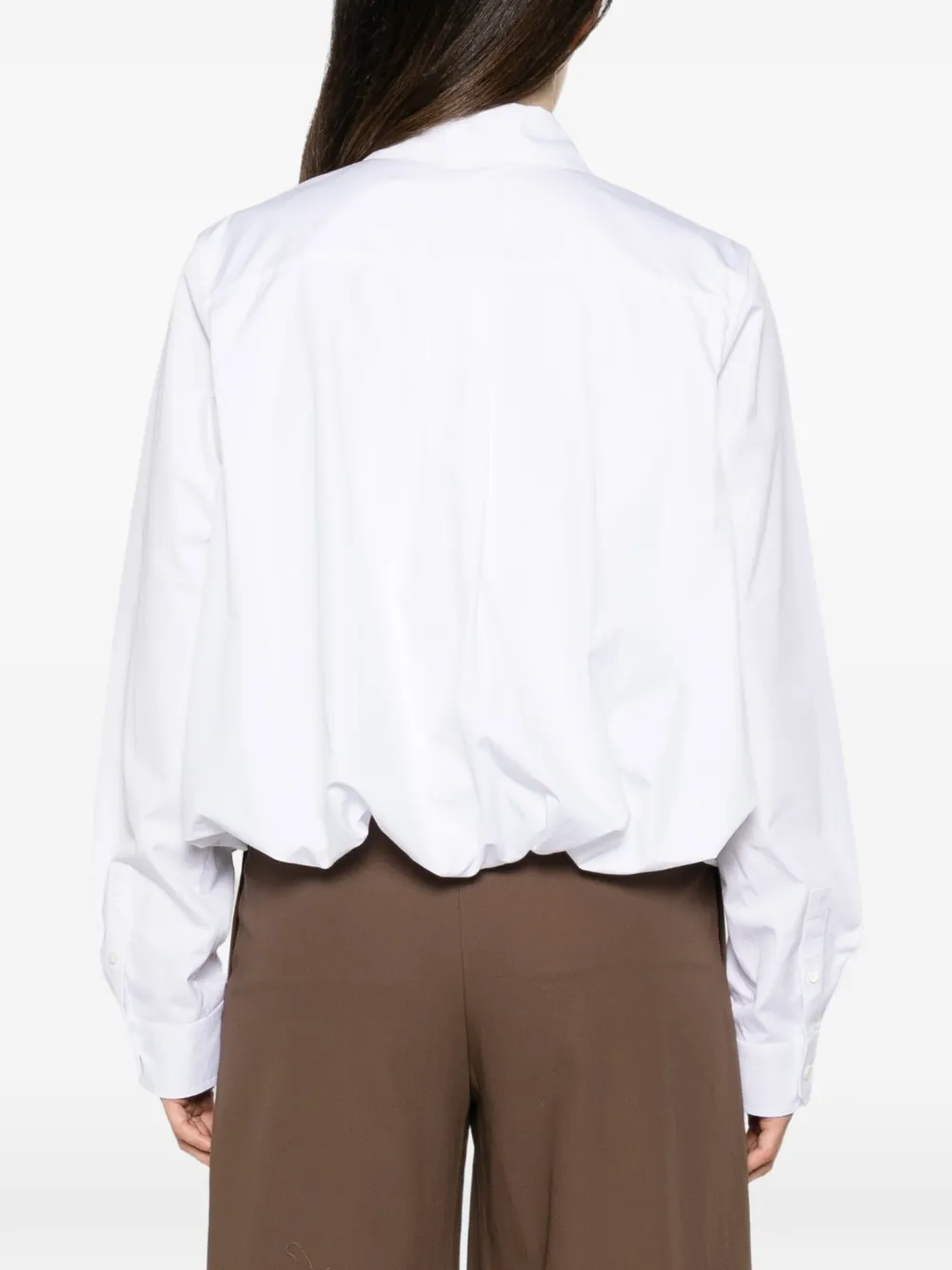 LOEWE Blouse met geborduurd logo en trekkoord bij de zoom Wit