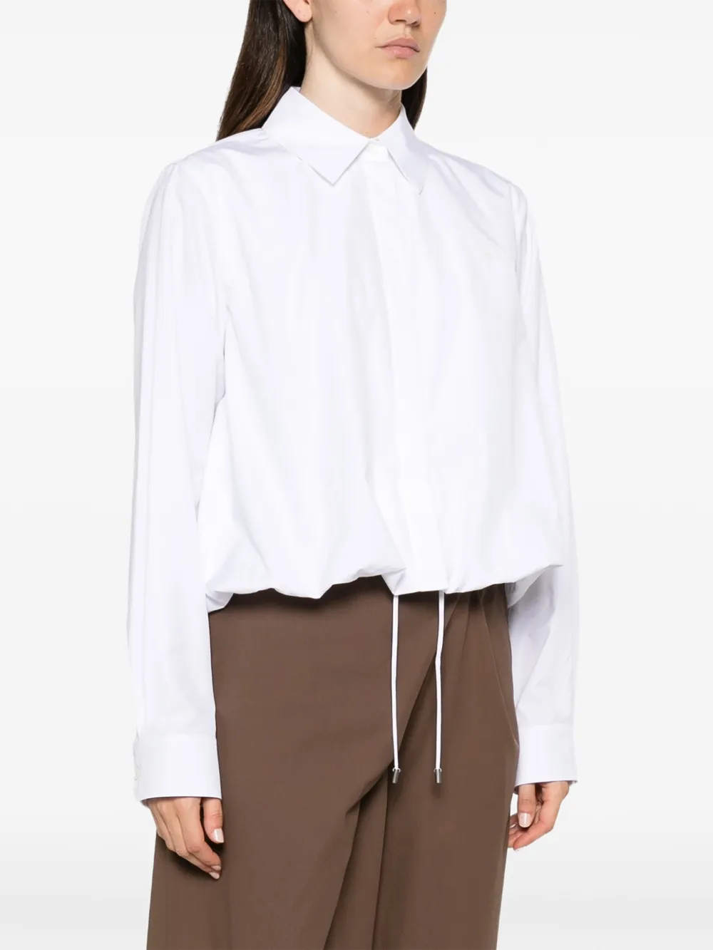 LOEWE Blouse met geborduurd logo en trekkoord bij de zoom Wit