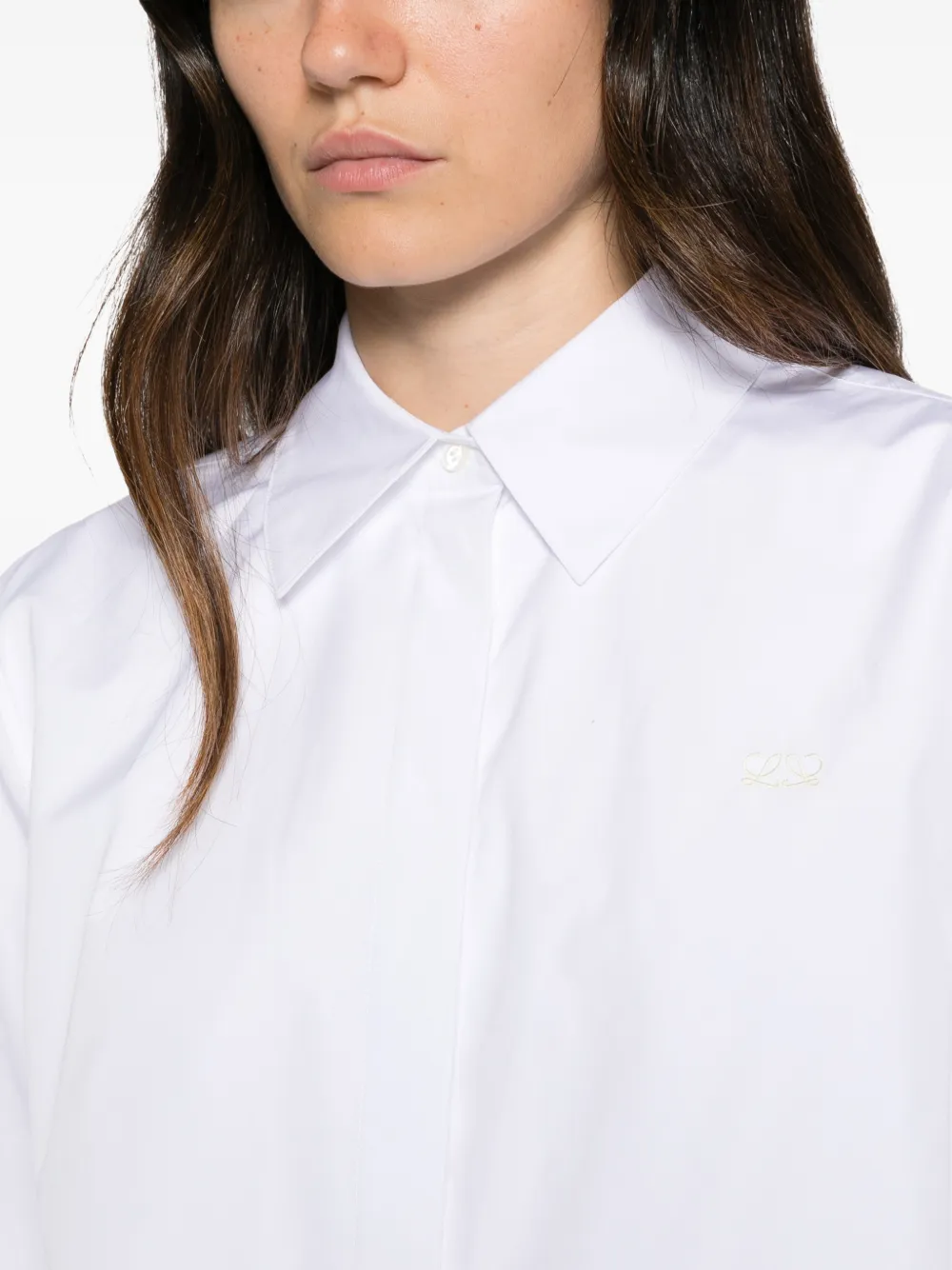 LOEWE Blouse met geborduurd logo en trekkoord bij de zoom Wit