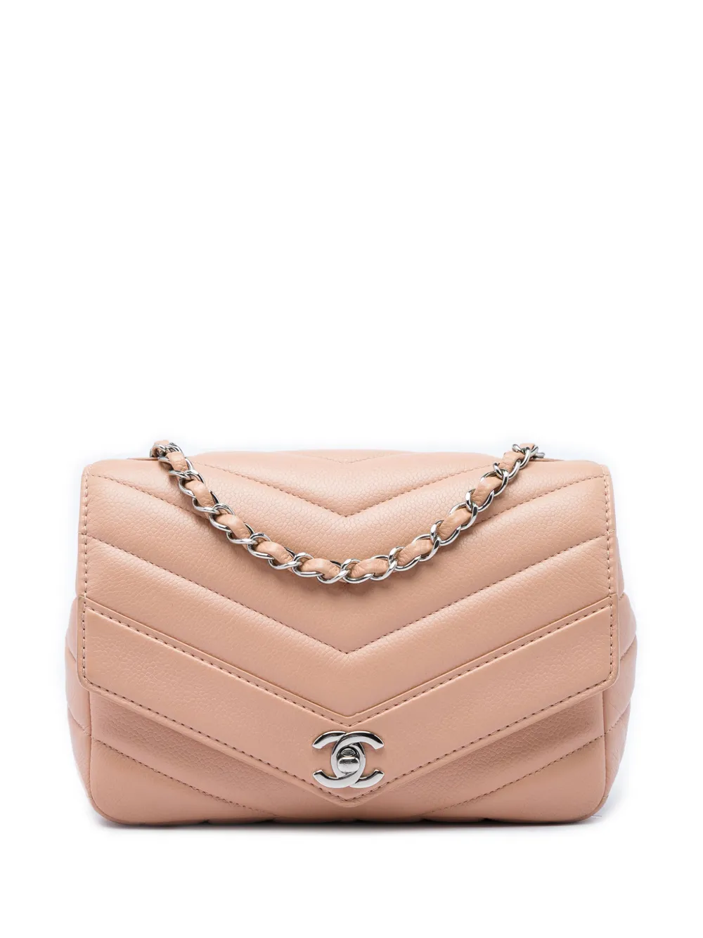 CHANEL Pre-Owned 2016-2017 Small Chevron Caviar Data Center Envelope Flap crossbody bag - Toni neutri