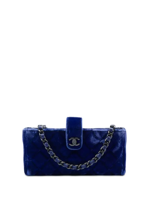 CHANEL Pre-Owned 2014-2015 Mini CC Quilted Velvet Phone Holder with Chain crossbody bag