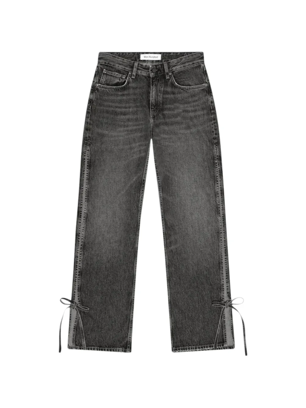 Won Hundred Baggy tie-fastening slit jeans