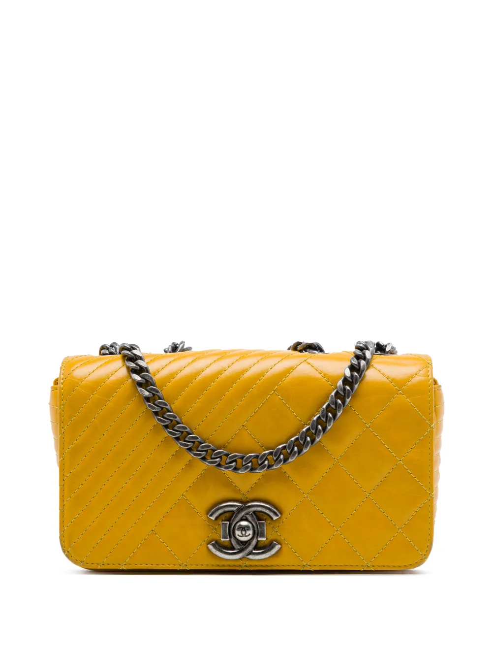 CHANEL Pre-Owned 2014-2015 Small Glazed Calfskin Coco Boy Flap shoulder bag - Giallo