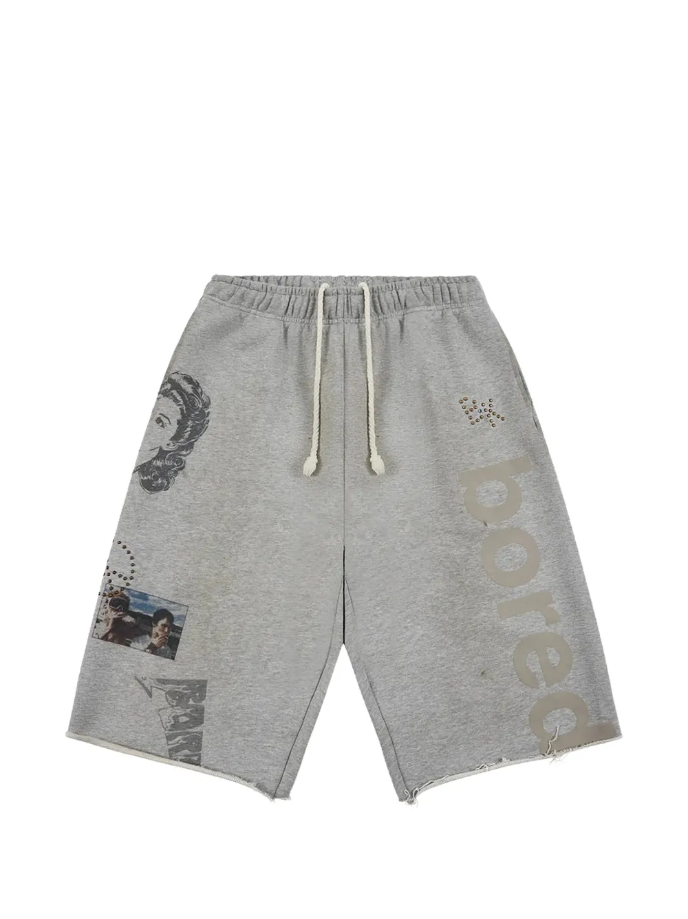 Boredom Kills graphic-print stud-embellished shorts