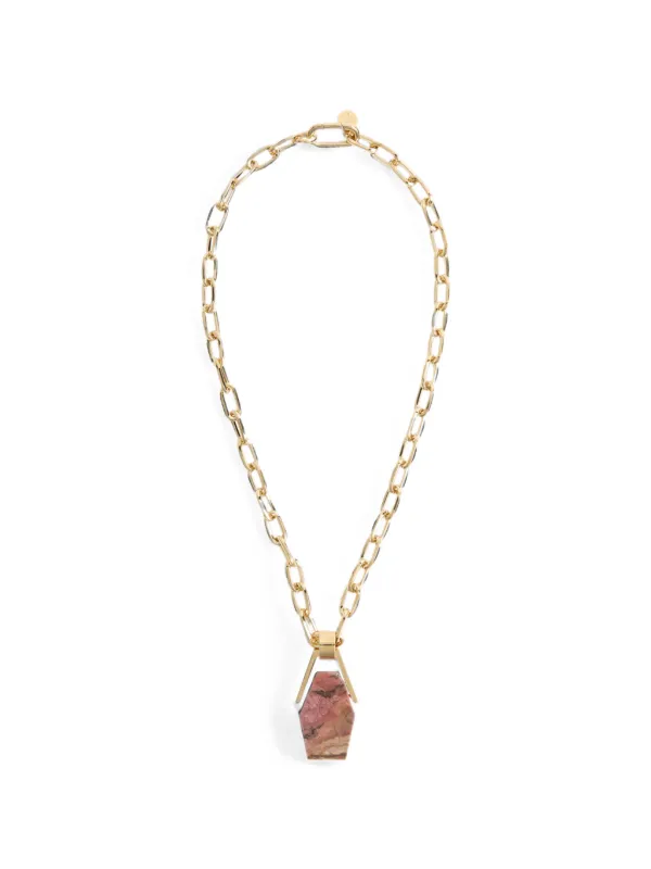 La DoubleJ Portal Rhodonite Necklace in Gold