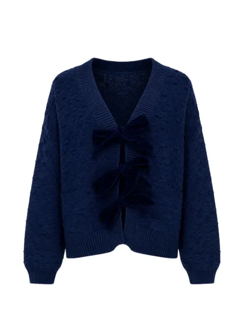 Izaak Azanei Bow-Detail popcorn-knit cardigan