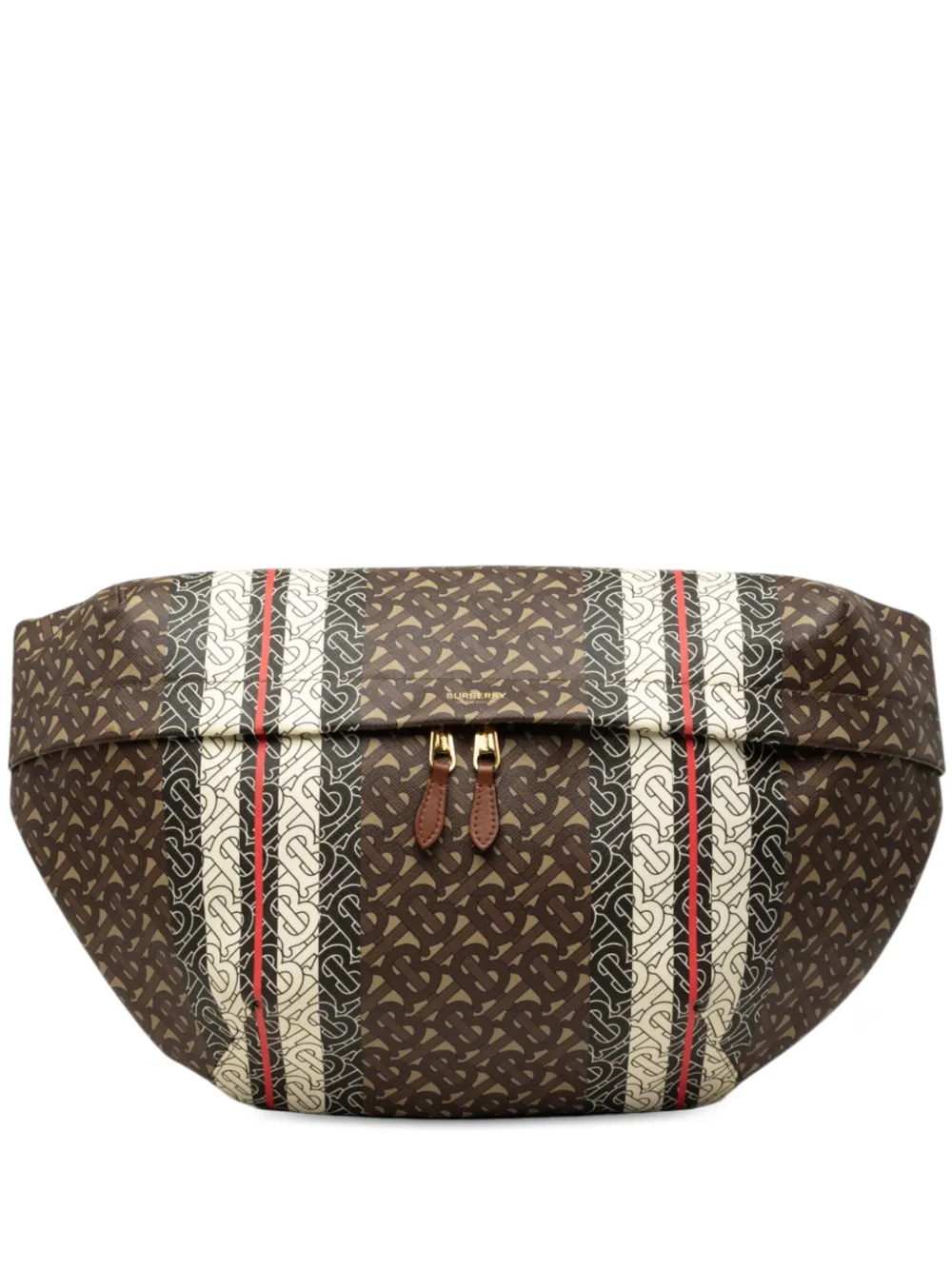 Burberry Pre-Owned 2018-2023 Extra Large TB Monogram E-Canvas Stripe belt bag - Marrone