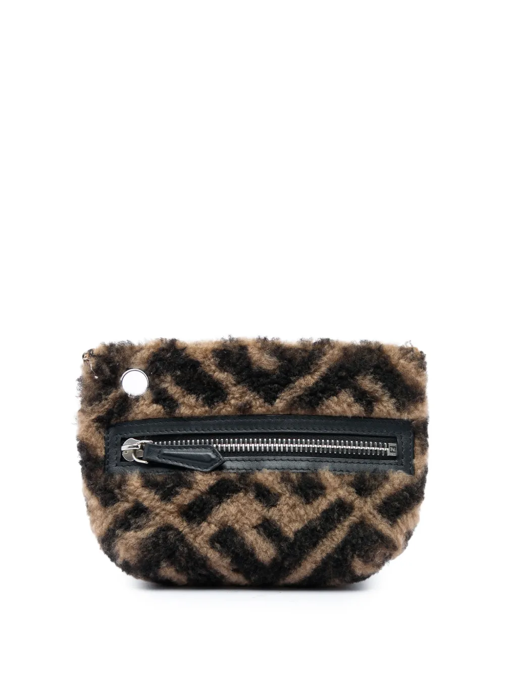 Fendi Pre-Owned 2010-2026 Zucca Shearling Pyramid pouch - Marrone