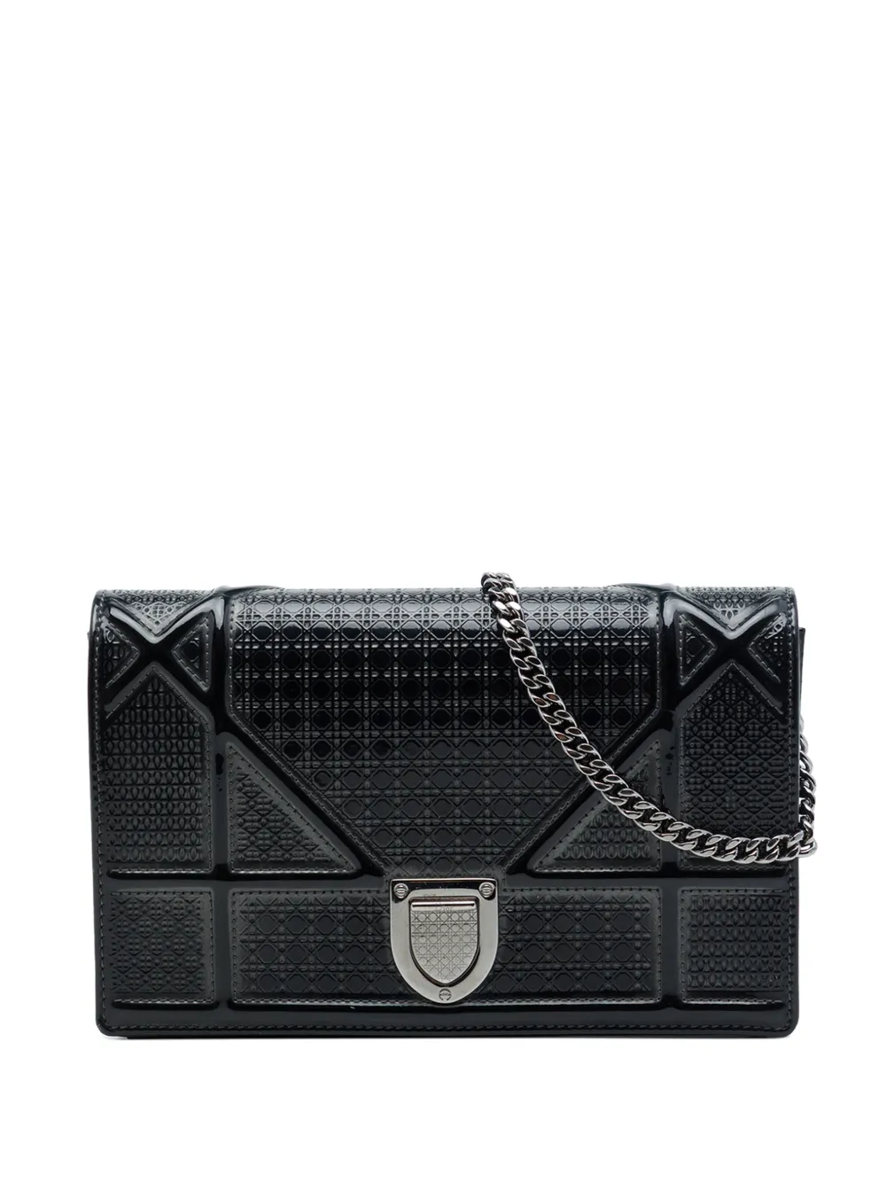 Christian Dior Pre-Owned 2016 Microcannage Diorama Portemonnaie mit Kettenriemen - Schwarz