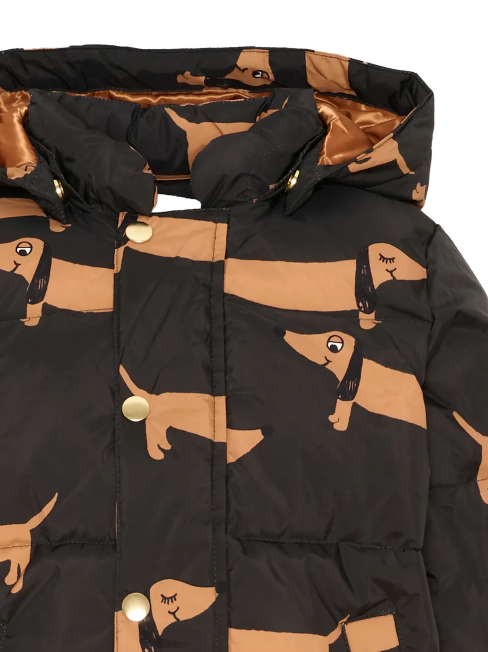 Mini Rodini Gewatteerd jack met teckel-print Zwart