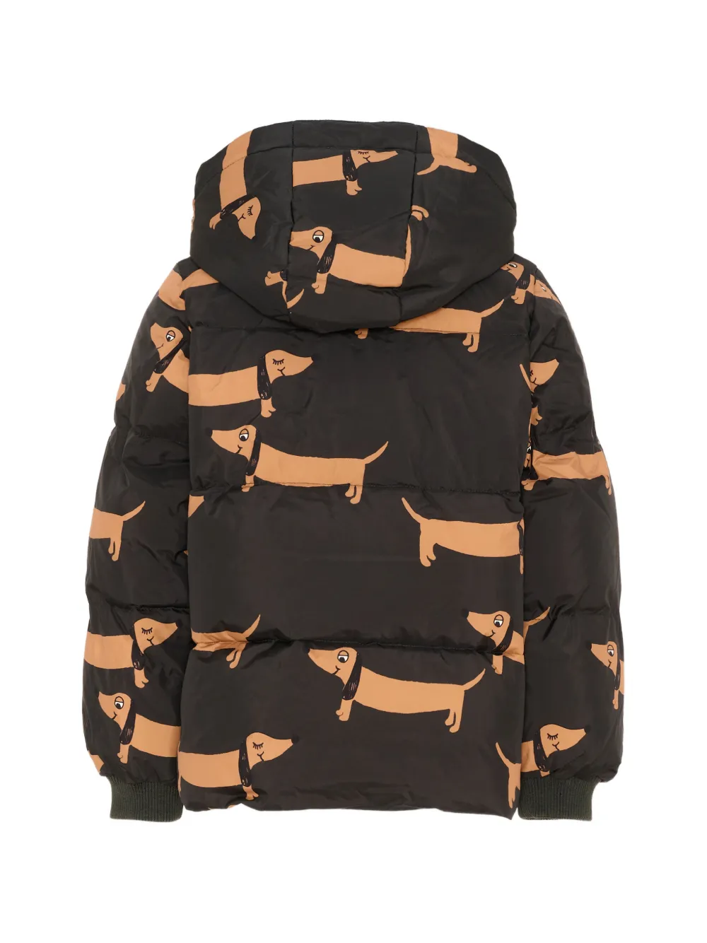 Mini Rodini Gewatteerd jack met teckel-print Zwart