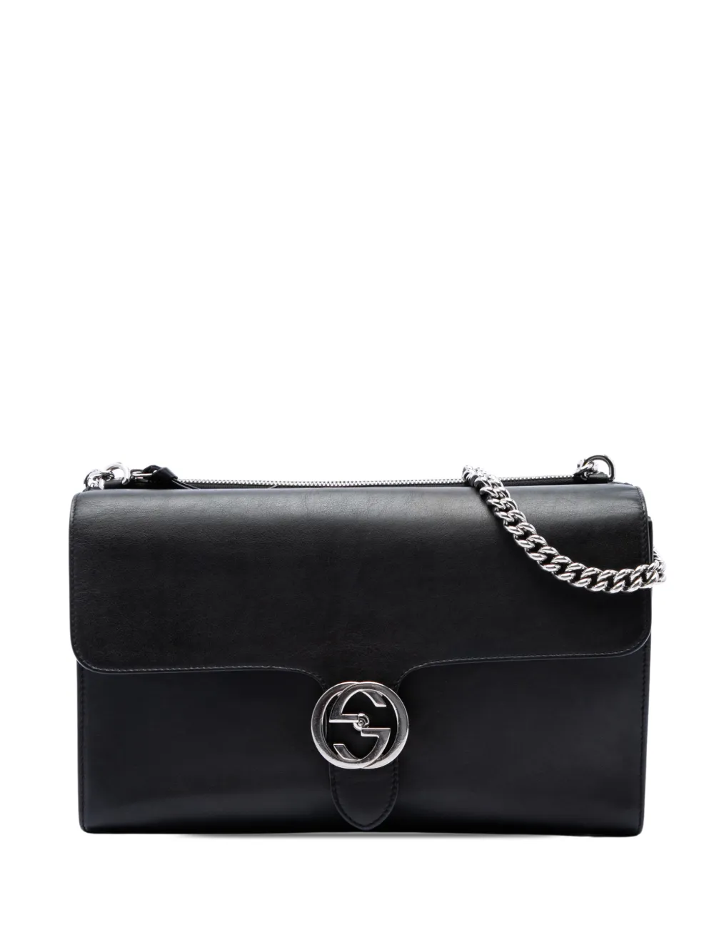Gucci Pre-Owned 2016-2026 Medium Leather Dollar Interlocking G crossbody bag - Nero