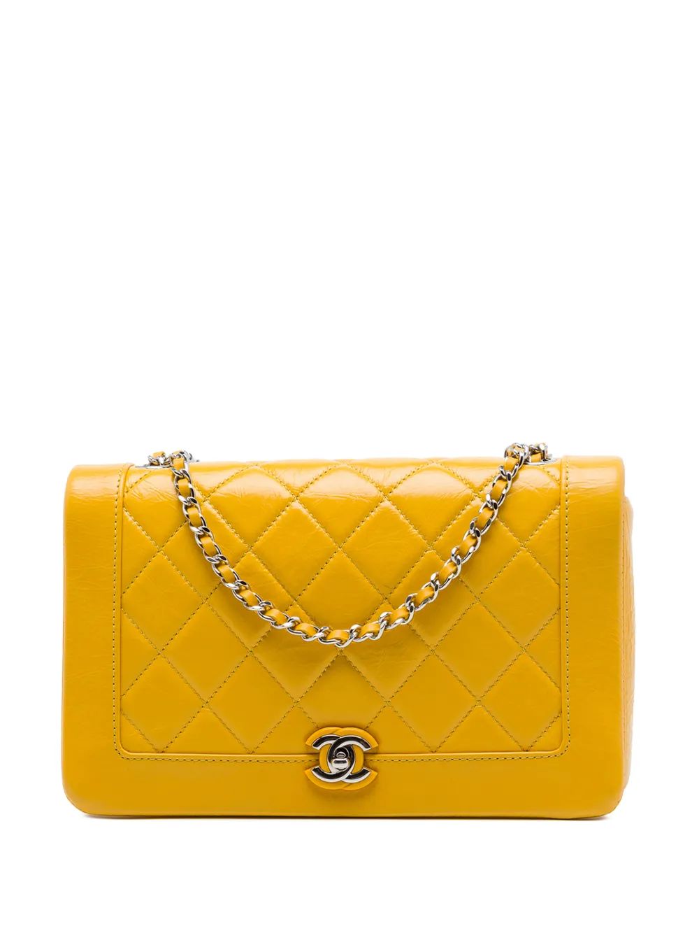 CHANEL Pre-Owned 2018 Crumpled Calfskin Bi Quilted Vintage Full Flap crossbody bag - Giallo