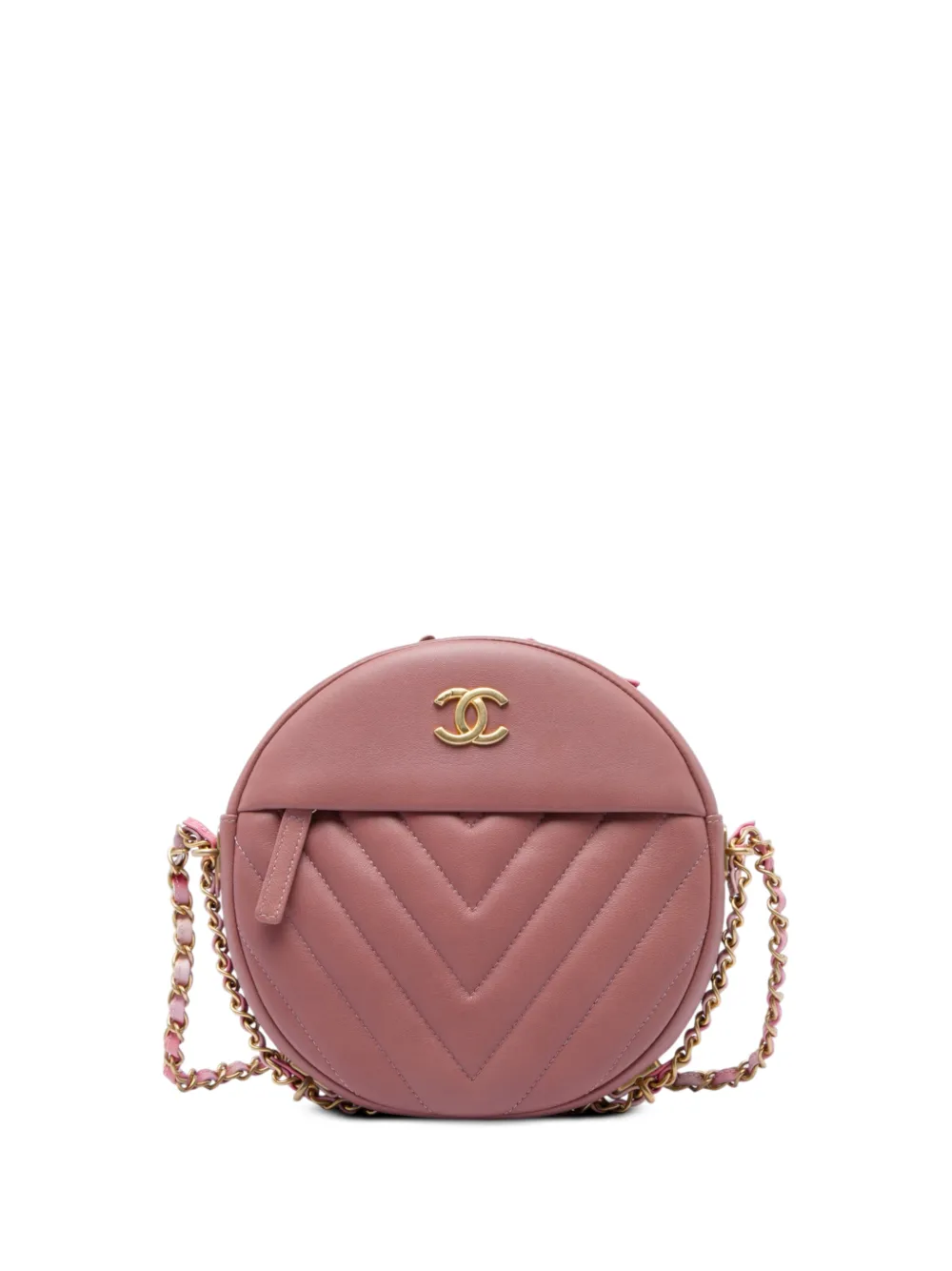 CHANEL Pre-Owned 2018 Chevron Lambskin Round As Earth crossbody bag - Rosa