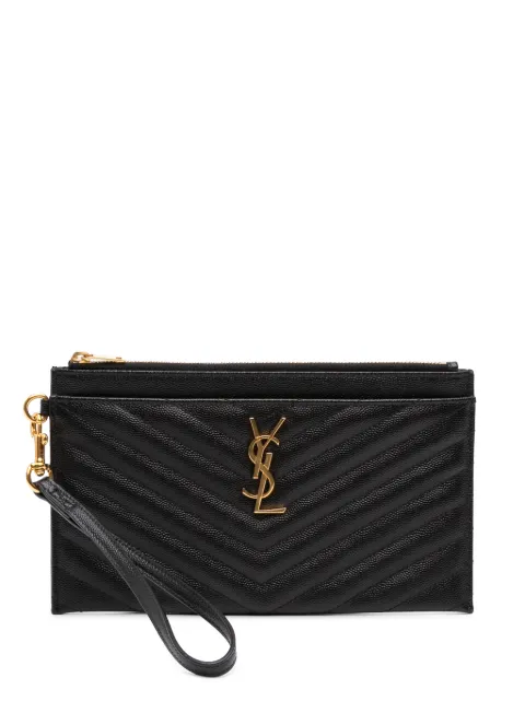 Saint Laurent Pre-Owned 2019 Large Grain De Poudre Matelasse Cassandre Zip Pouch clutch bag