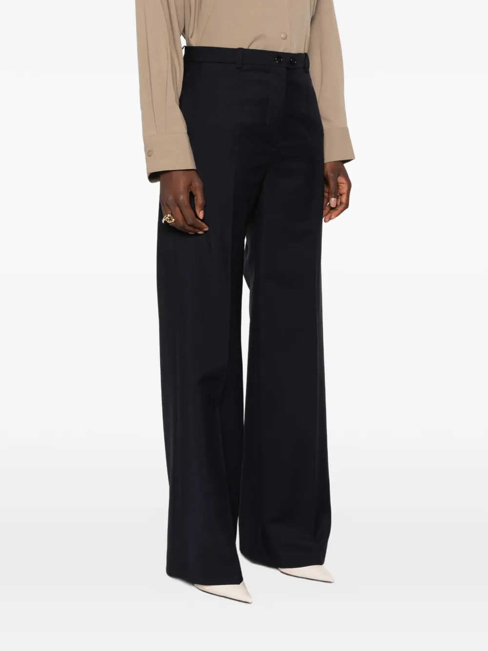 Jil Sander Pantalon met wijde pijpen Blauw