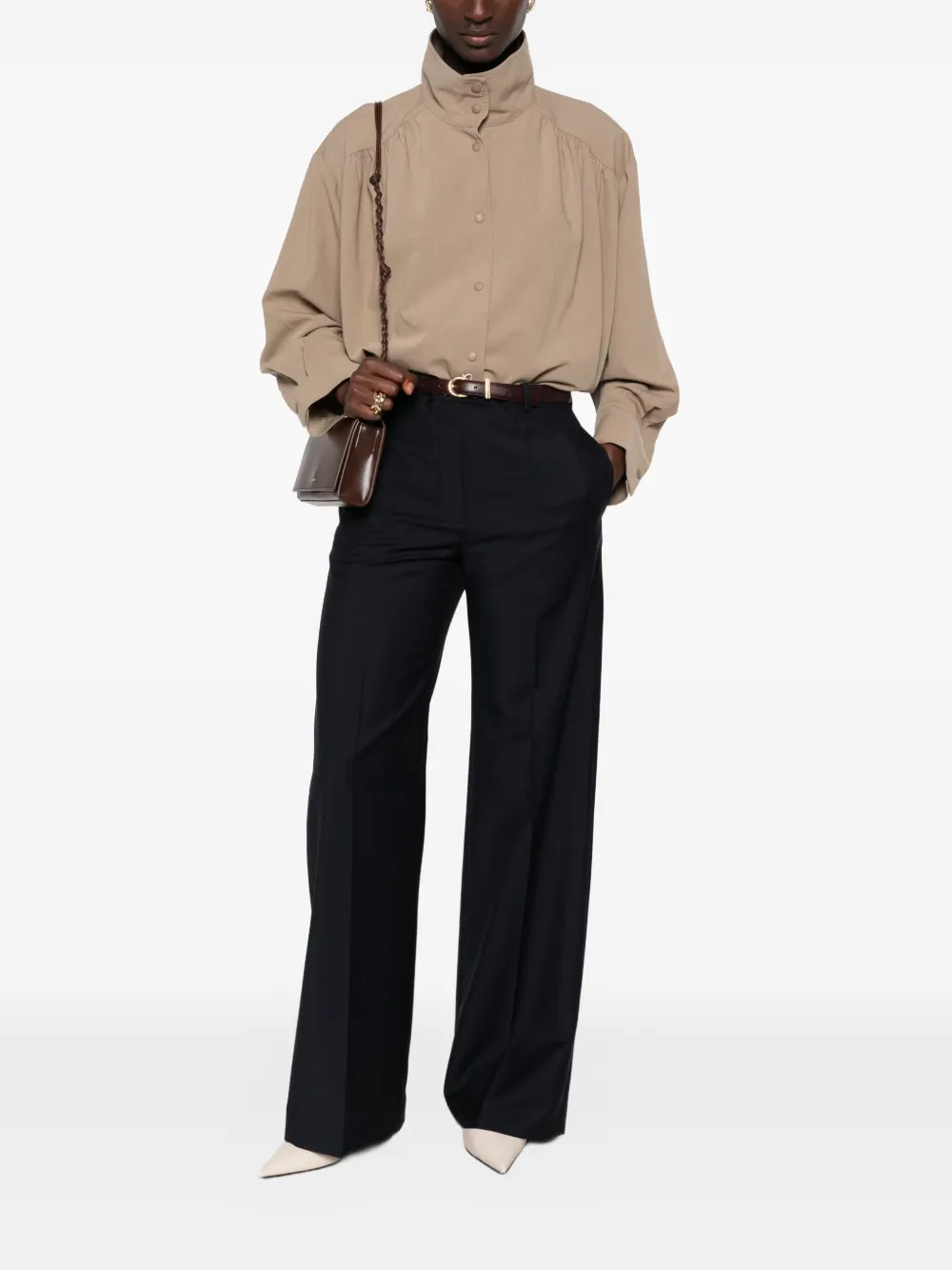 Jil Sander Pantalon met wijde pijpen Blauw