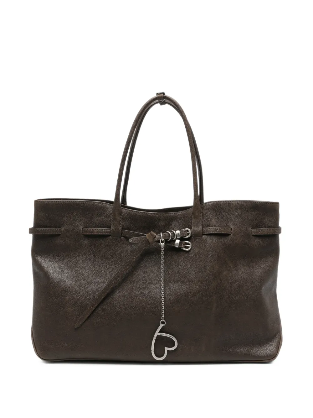 Marge Sherwood buckle-detail heart-charm tote bag - Marrone