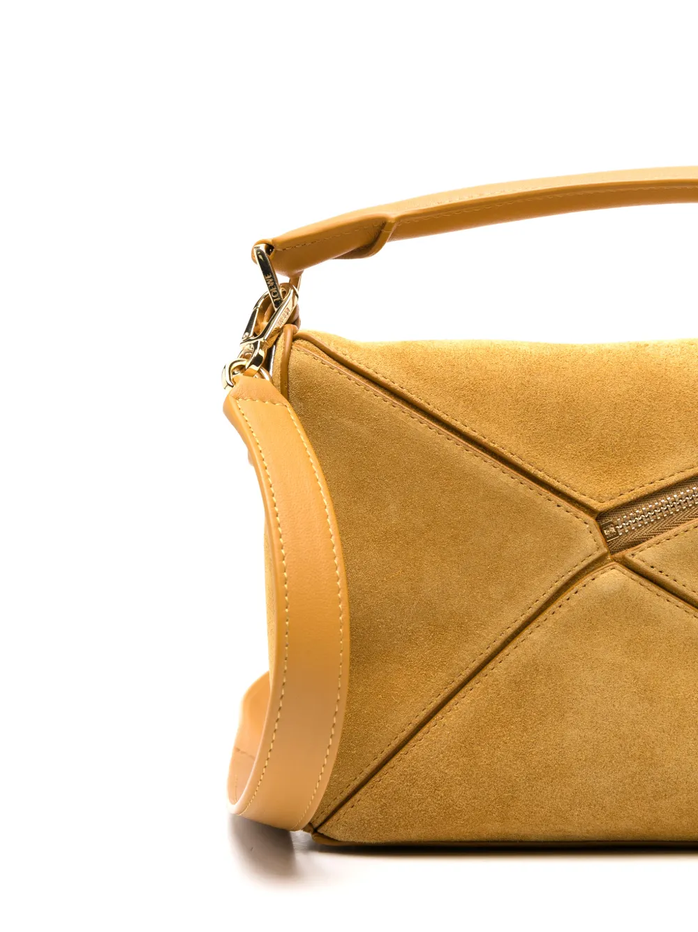 LOEWE Puzzle S suède shopper Geel