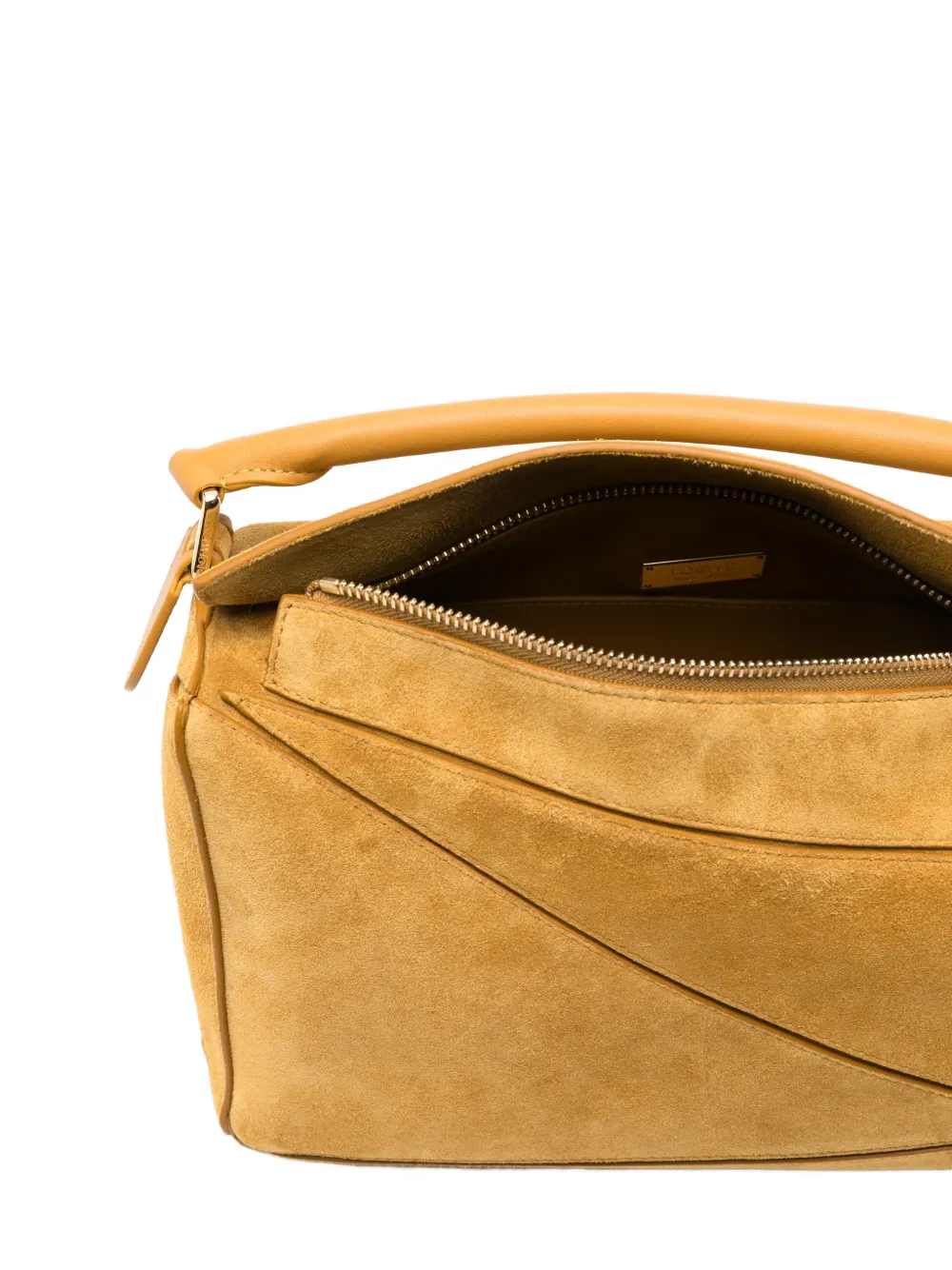 LOEWE Puzzle S suède shopper Geel