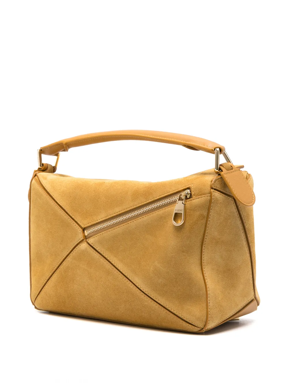 LOEWE Puzzle S suède shopper Geel