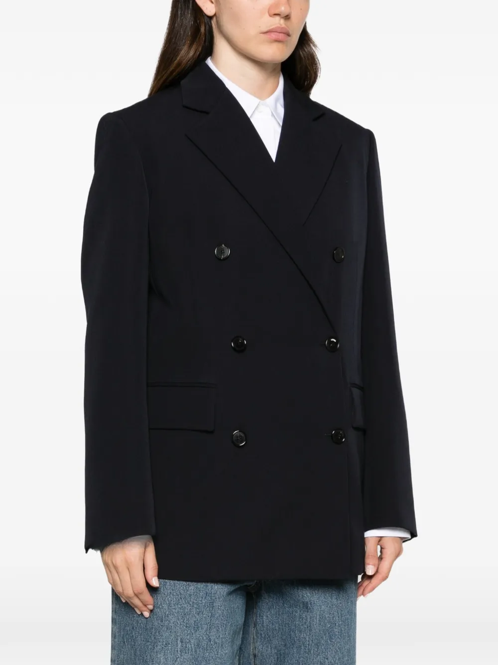 LOEWE Blazer met dubbele rij knopen en gebreide kraag Zwart