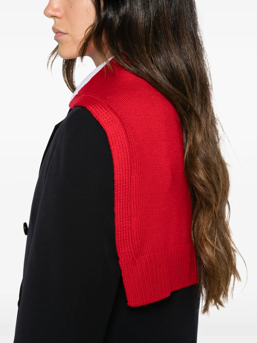 LOEWE Blazer met dubbele rij knopen en gebreide kraag Zwart