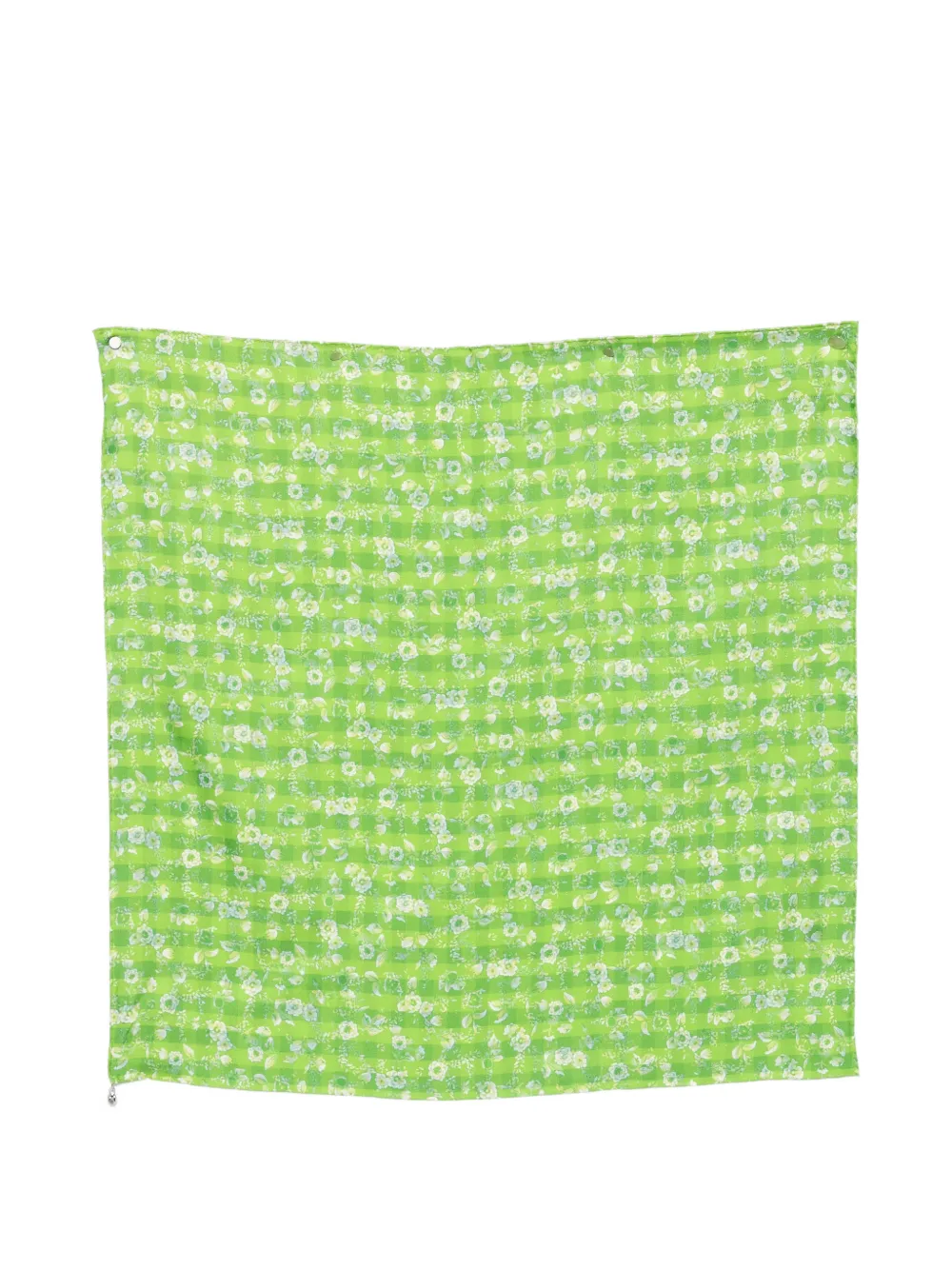 LOEWE floral-print gingham scarf - Verde