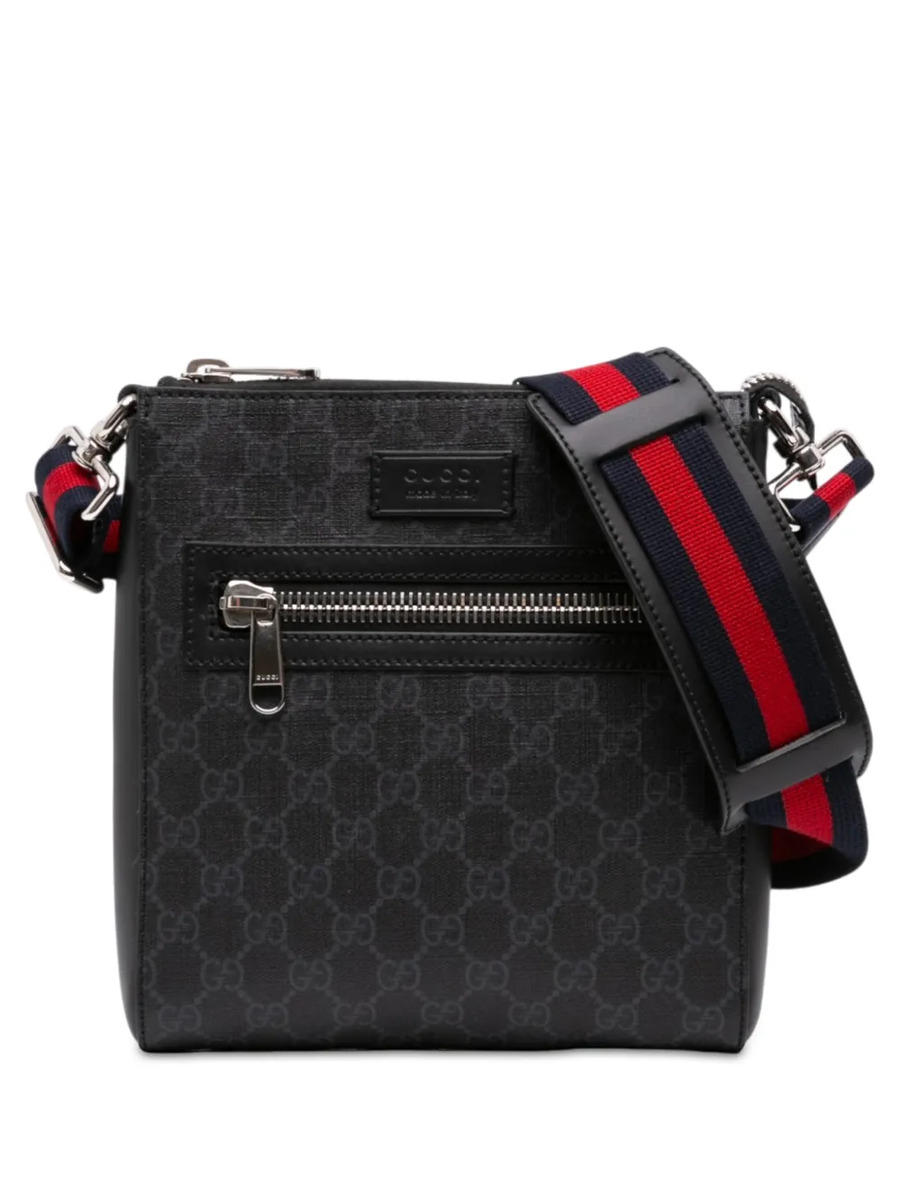 Gucci Pre-Owned 2016-2026 Small GG Supreme Web Messenger Bag crossbody bag - Nero