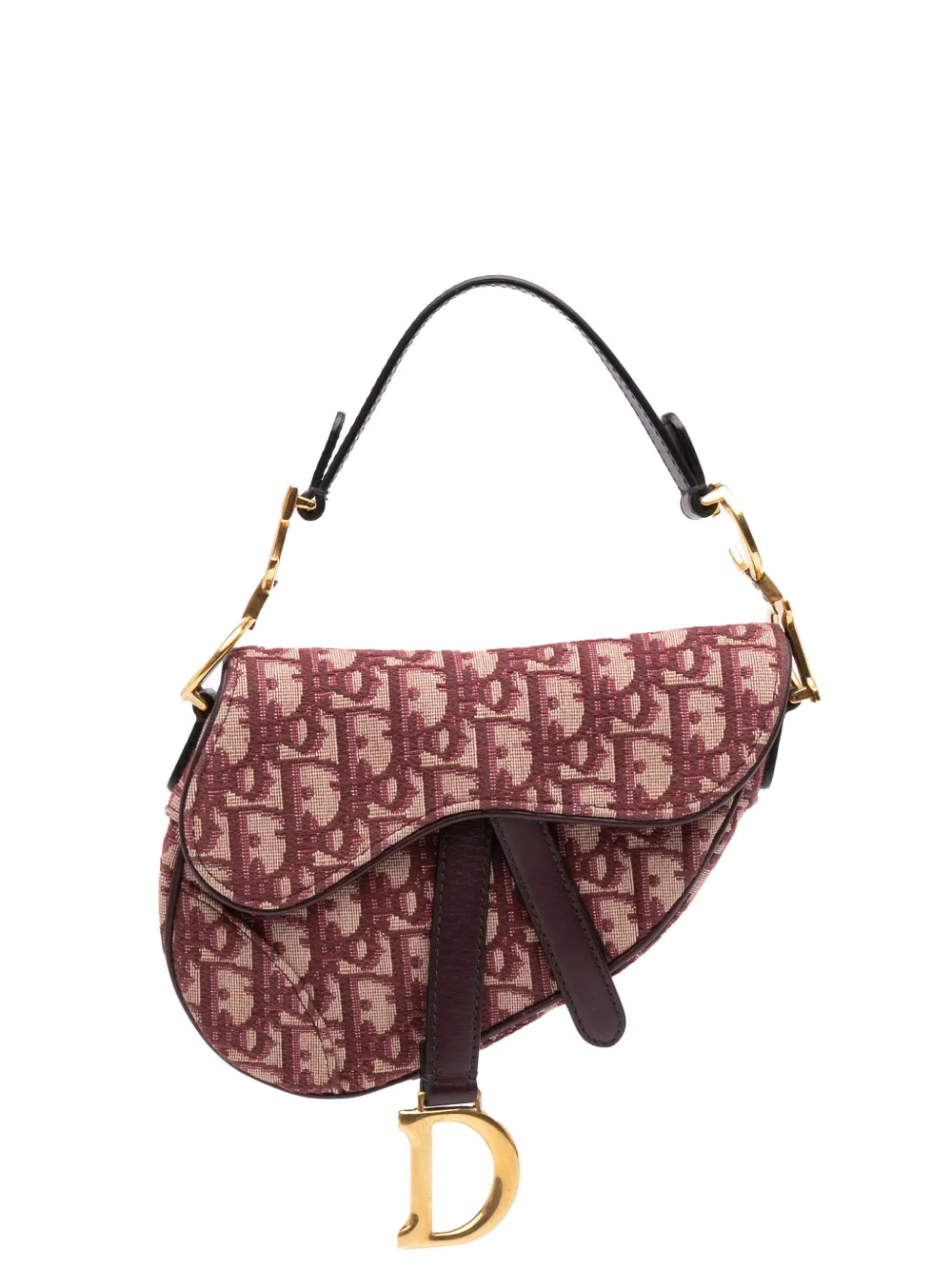 Pre-owned Dior 2018 Mini Oblique Canvas Saddle Bag Satchel In Red