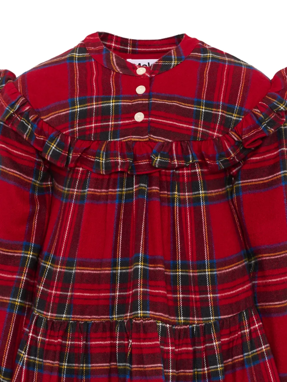 Molo Cibbe jurk met tartan-ruit en ruches Rood