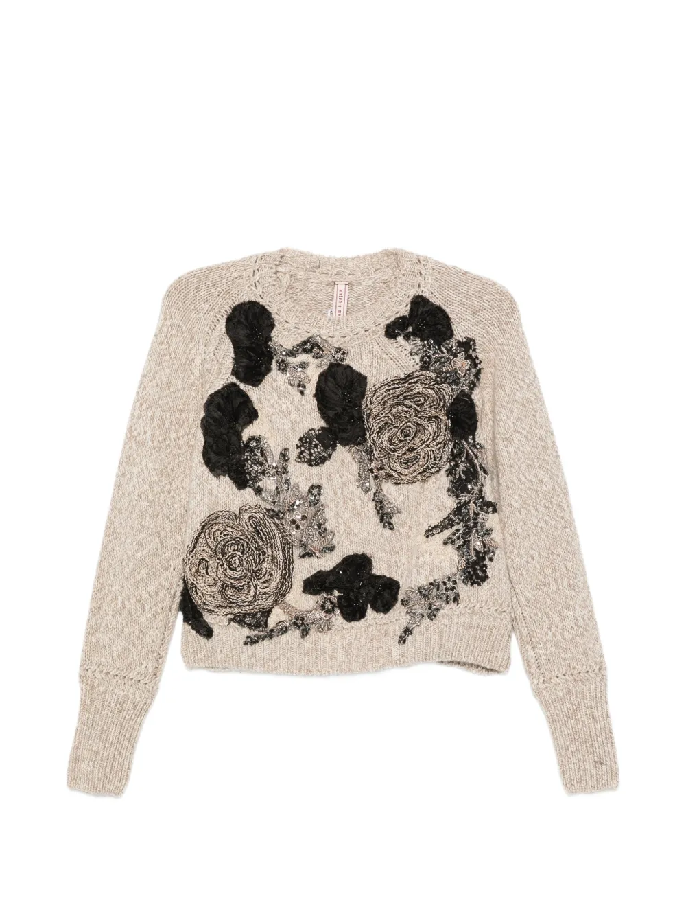Antonio Marras floral-appliqué sequin-embellished sweater