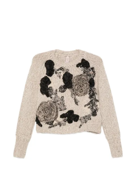 Antonio Marras floral-appliqué sequin-embellished sweater