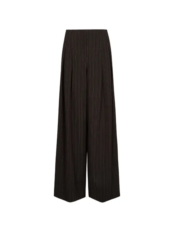 Twp Roberts Pinstripe-pattern Pleated Trousers in Brown