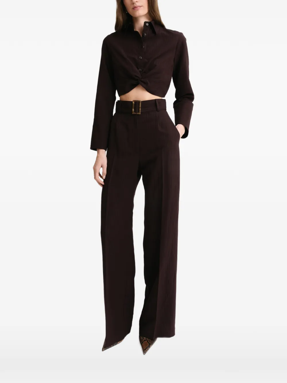 Matthew Bruch twist-detail cropped blouse