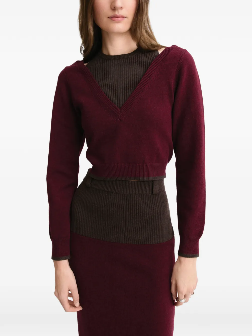 Matthew Bruch layered V-neck sweater