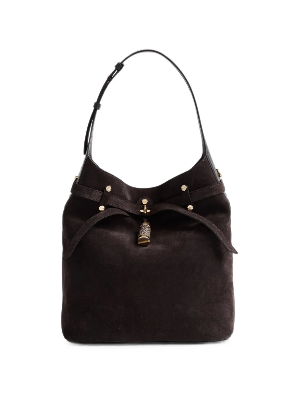 Borbonese medium Premiere suede toggle-fastening bucket bag - Marrone