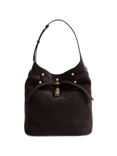 Borbonese medium Premiere suede toggle-fastening bucket bag