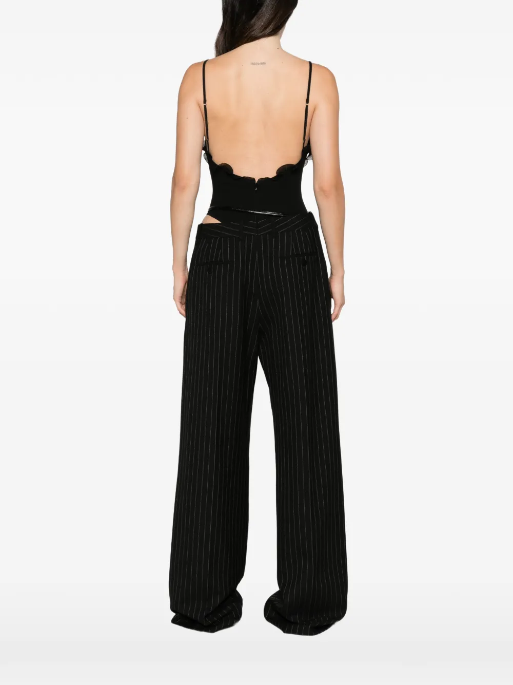 TOM FORD Body met ruches en diepe hals Zwart