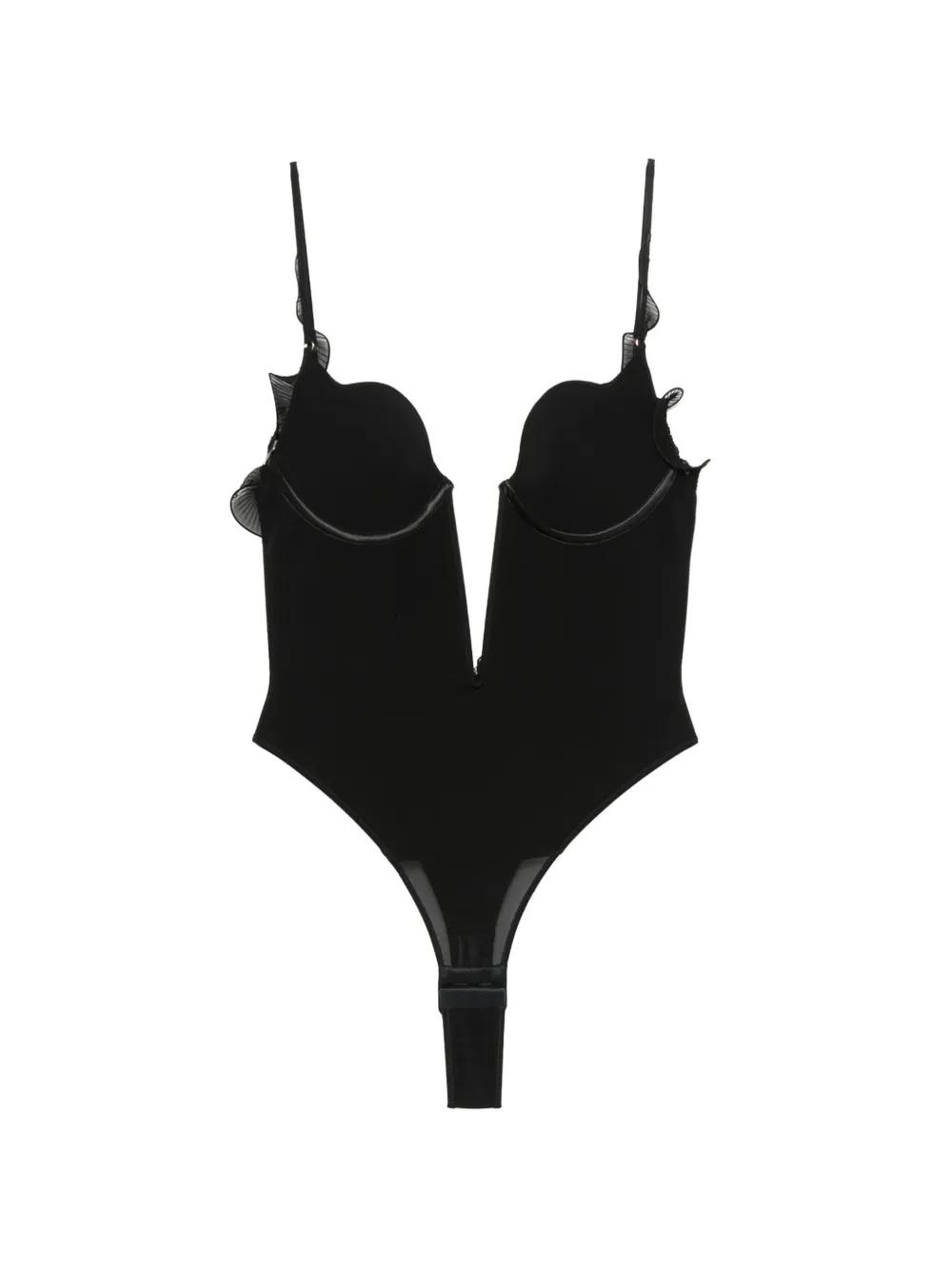 TOM FORD ruffled plunge-neck bodysuit - Nero