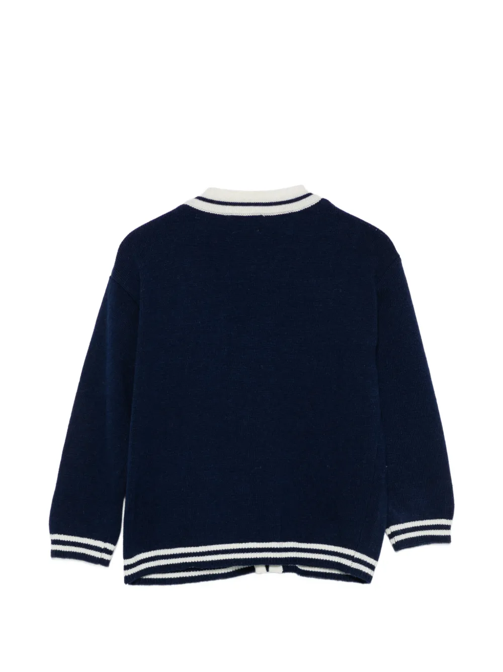 Stella McCartney Kids Maglieria logo-patch striped cardigan Blauw