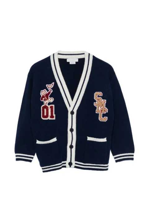 Stella McCartney Kids Maglieria logo-patch striped cardigan