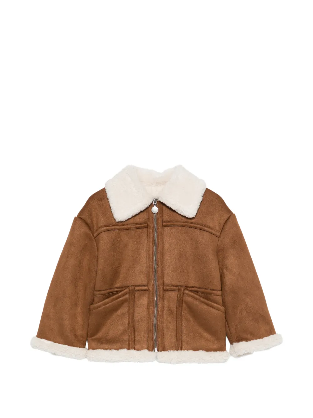 Stella McCartney Kids faux-shearling-trimmed jacket - Marrone