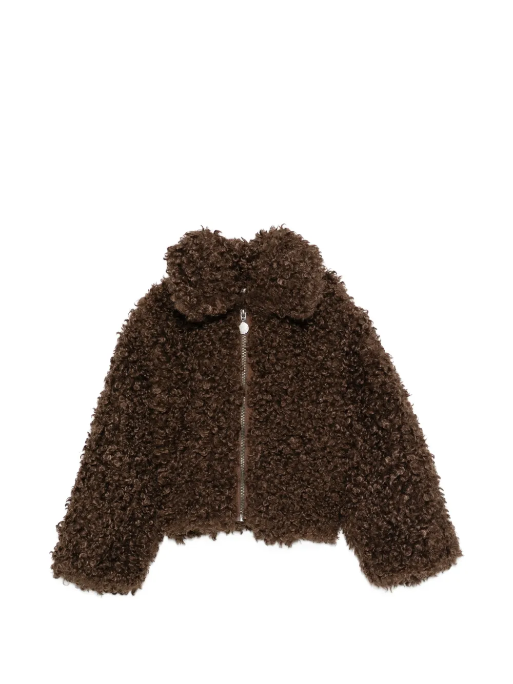 Stella McCartney Kids faux-shearling zip-up coat - Marrone