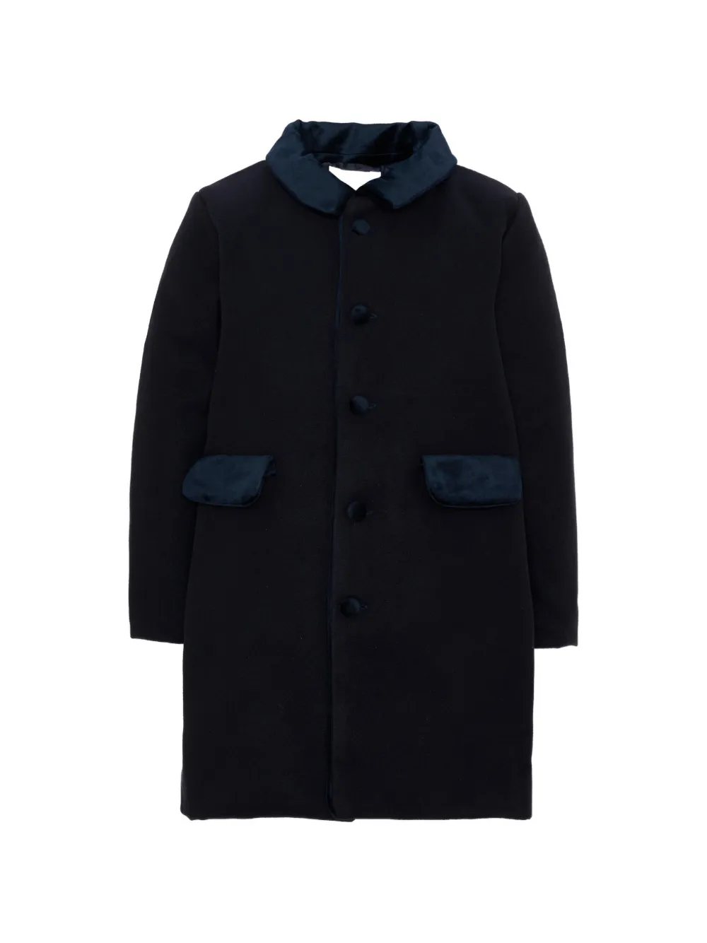 Patachou velvet-trim single-breasted coat - Blu