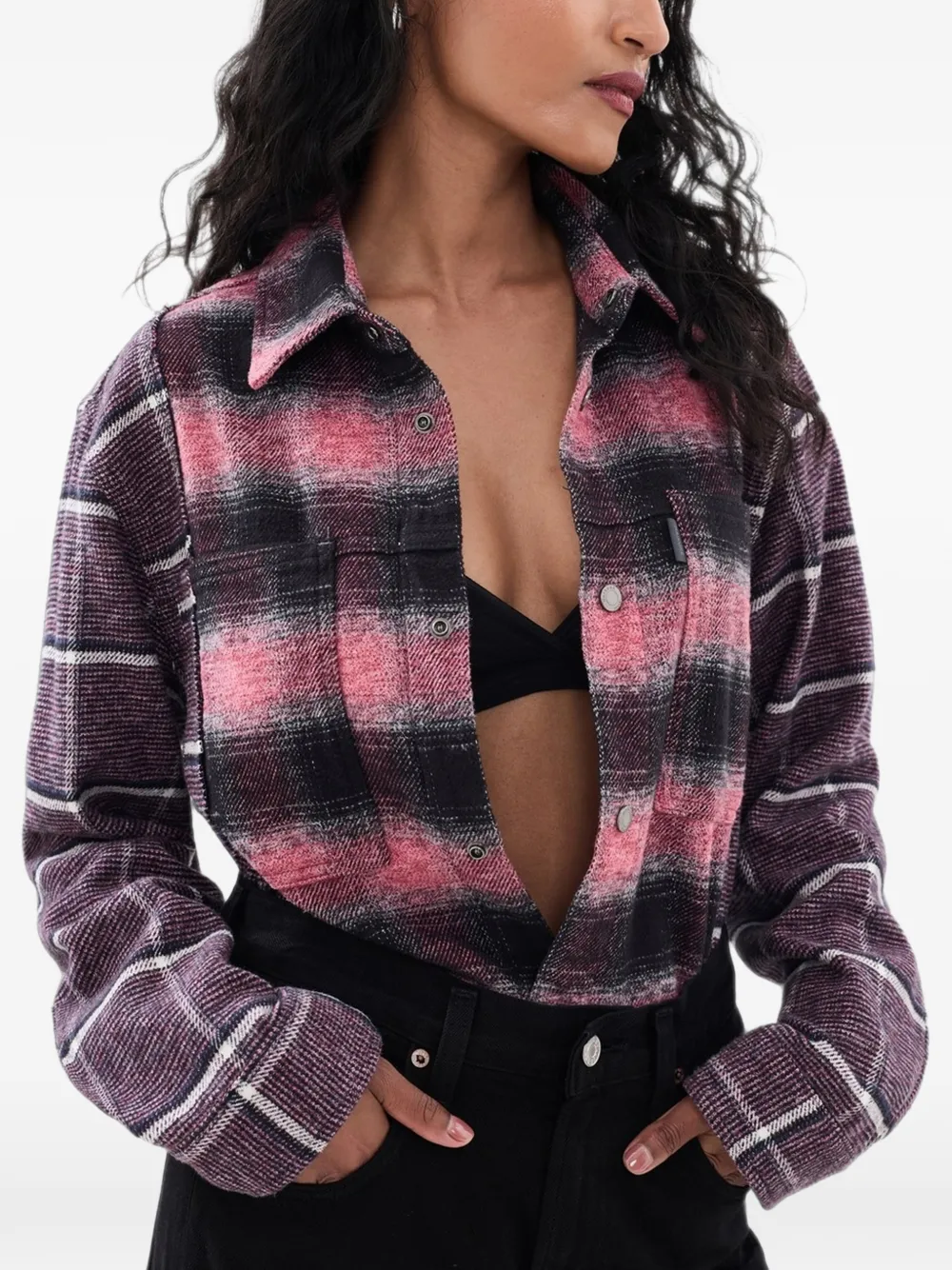 Haikure Arno check shirt Roze
