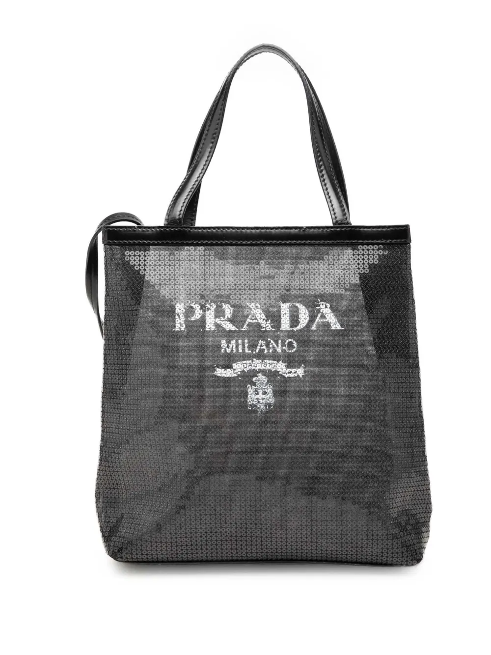 Prada Pre-Owned 2000-2013 Small Sequined Mesh Logo Open tote bag - Nero