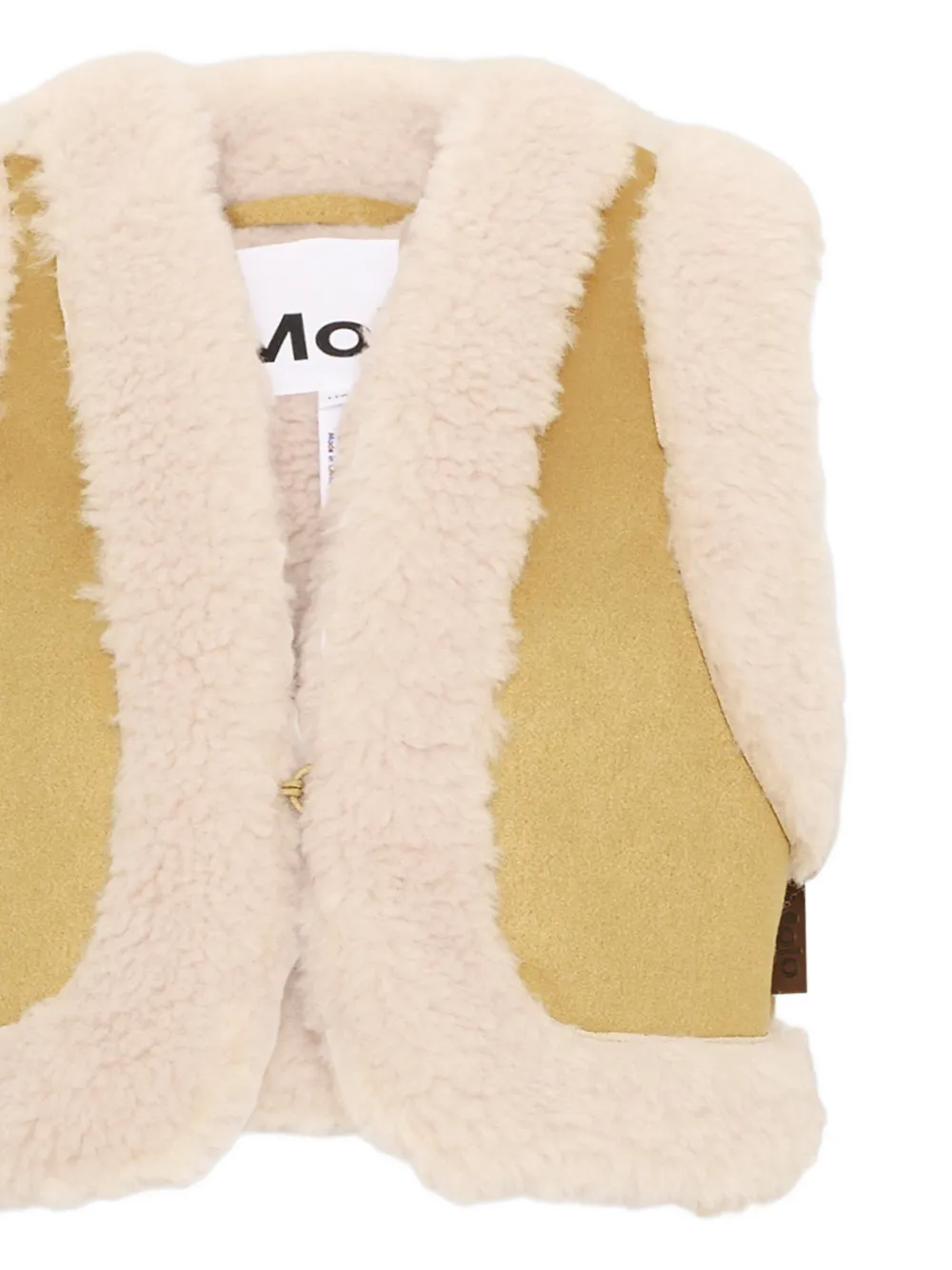 Molo Hildur bodywarmer van imitatielamswol met vlakken Bruin
