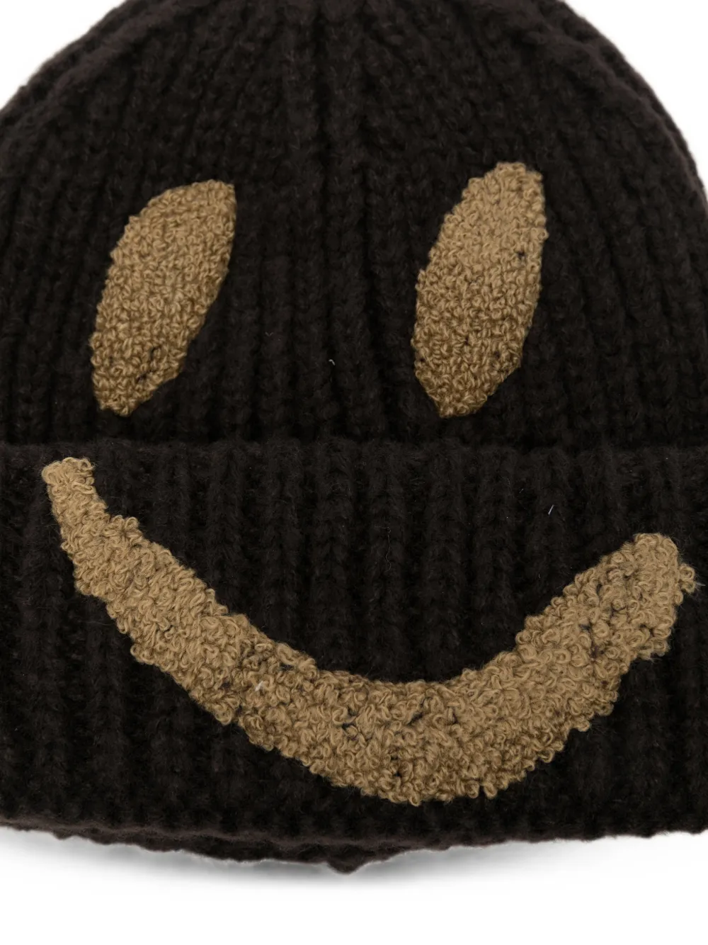 Molo Kim geribbelde muts met smiley-patch Zwart
