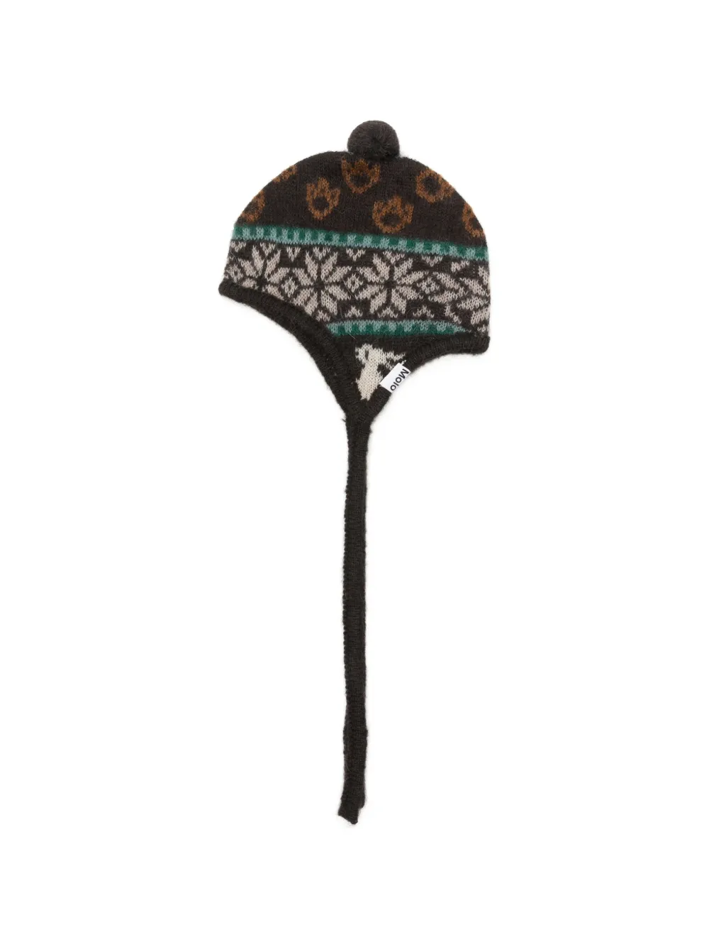 Molo Kiki Fair Isle-knit pompom beanie hat - Marrone
